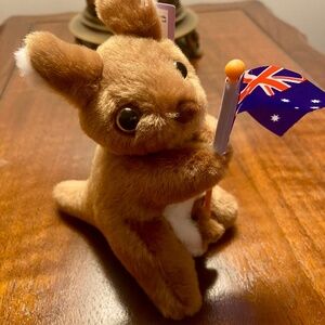 Cute Stuffed Plush Kangaroo with Australian flag